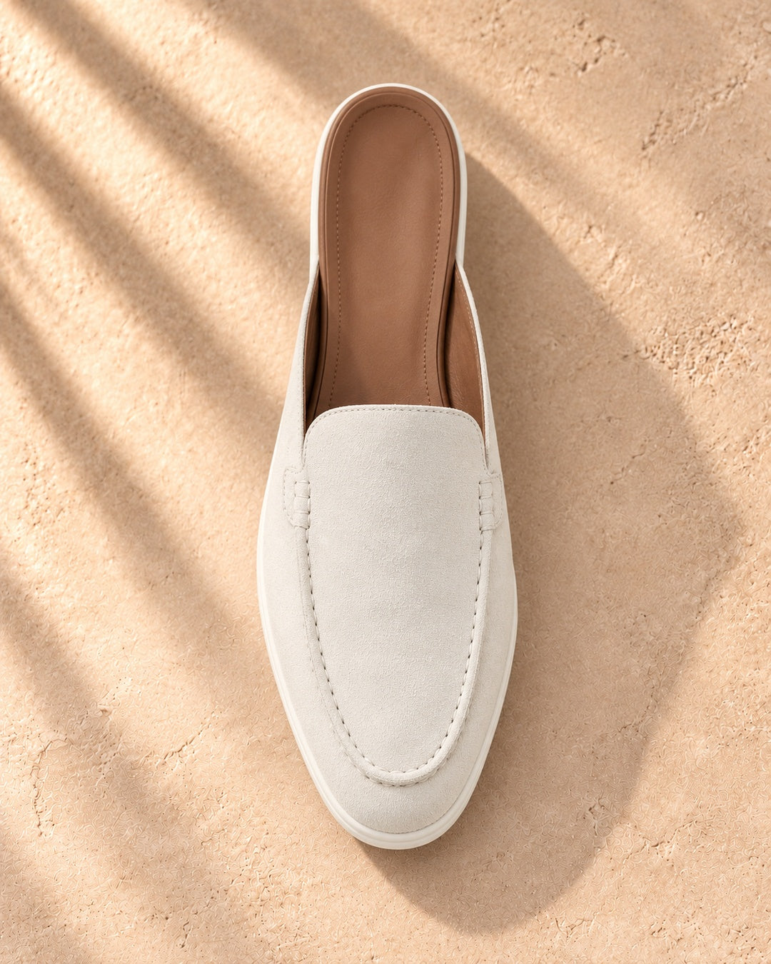 Quinn White Suede Mule Loafers - White