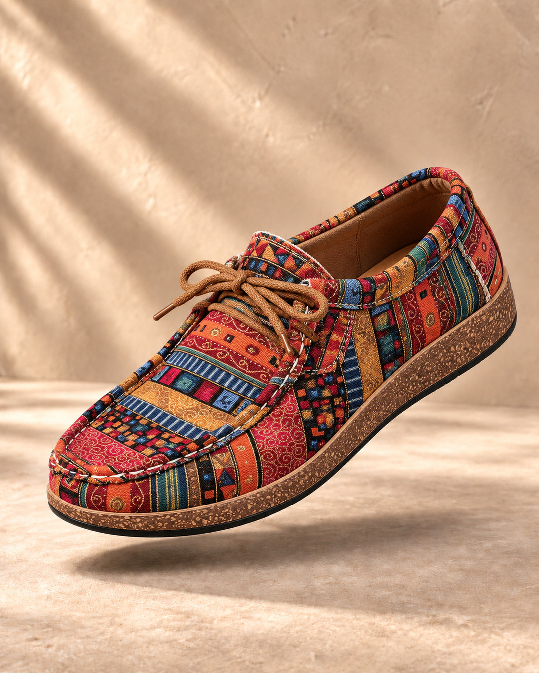 Amélie Orthopedic Boho Patchwork Sneakers - Red