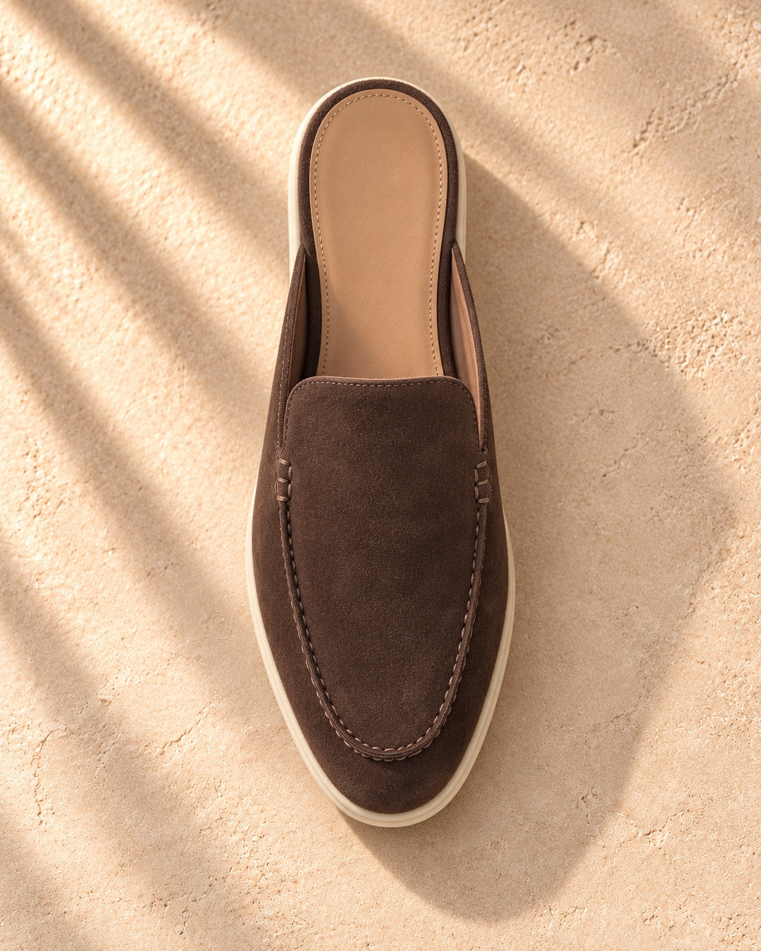 Avery Brown Suede Mule Loafers - Brown