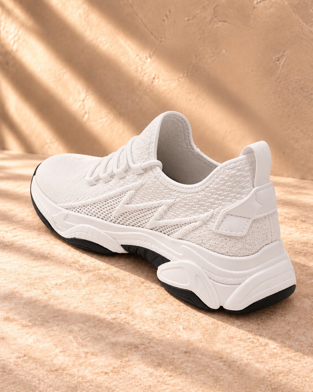 Parker Hidden-Lift Knit Sneakers - White