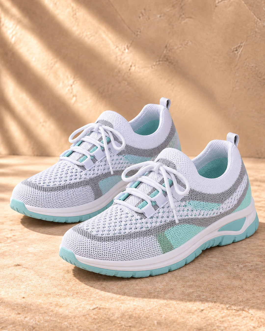 Beatrice Cushioned Lace-Up Comfort Sneakers - Turquoise