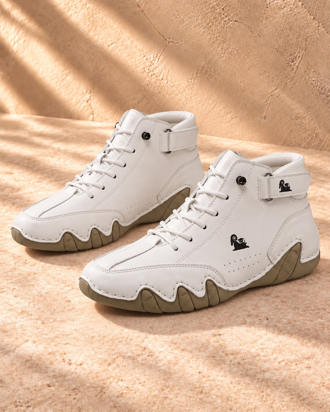 Arden Faux-Leather Lace-Up Ankle Boots - White