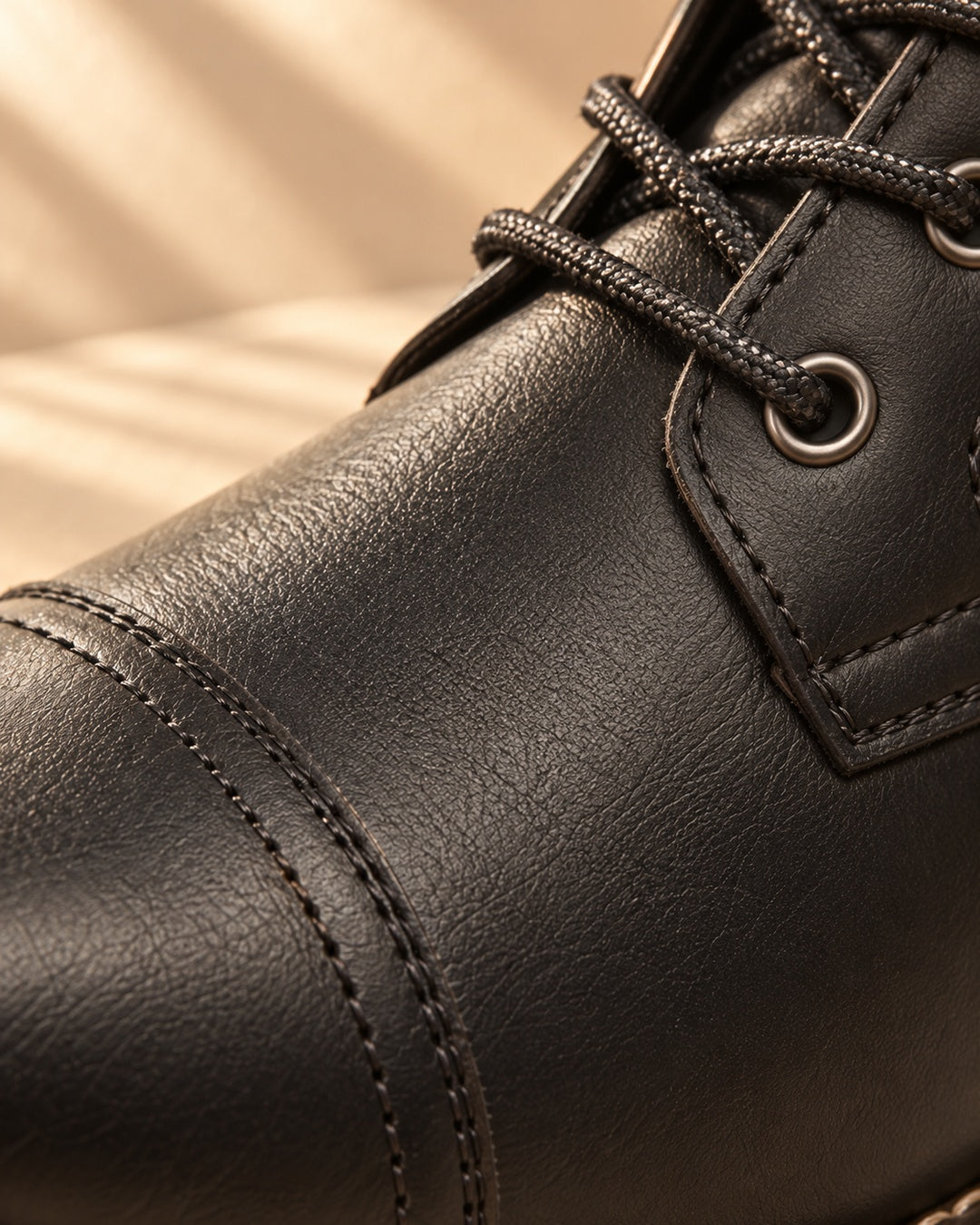 Quinn Cap-Toe Hidden-Lift Lace-Up Boots - Black