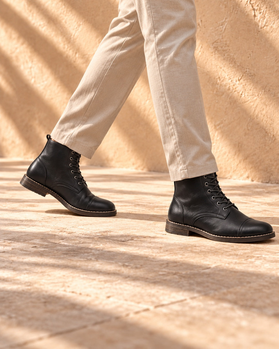 Quinn Cap-Toe Hidden-Lift Lace-Up Boots - Black