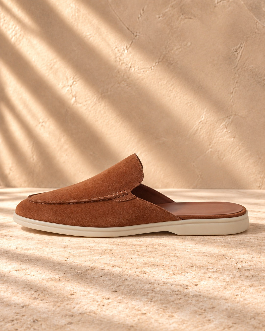 Sage Cognac Suede Mule Loafers - Cognac