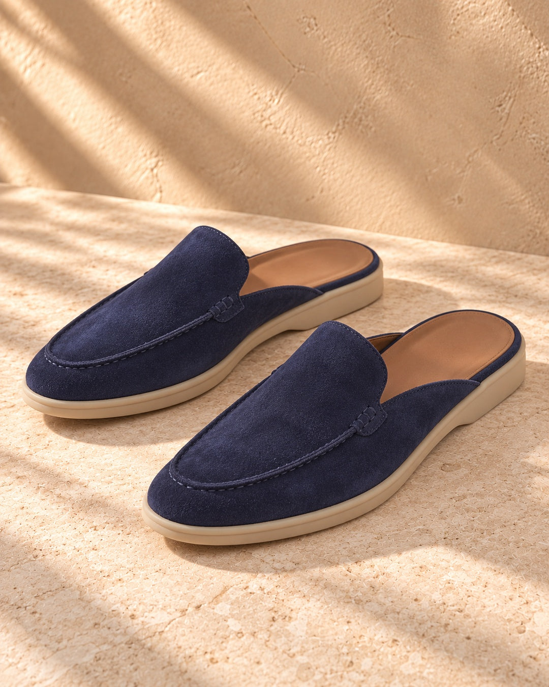 Jordan Navy Suede Mule Loafers - Navy