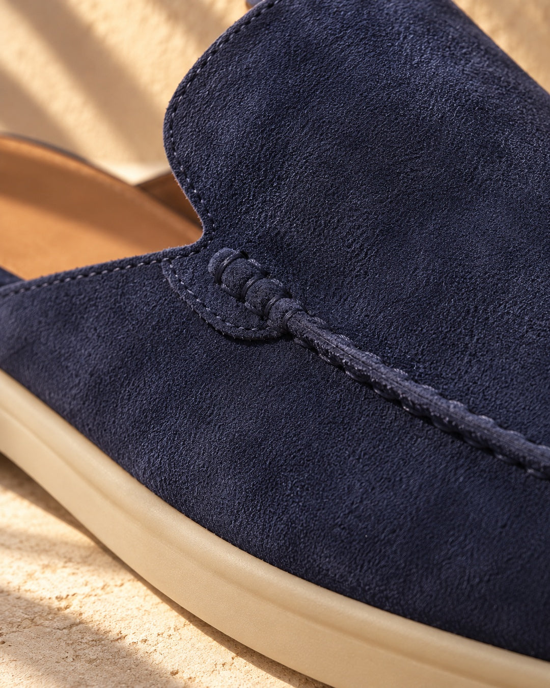 Jordan Navy Suede Mule Loafers - Navy