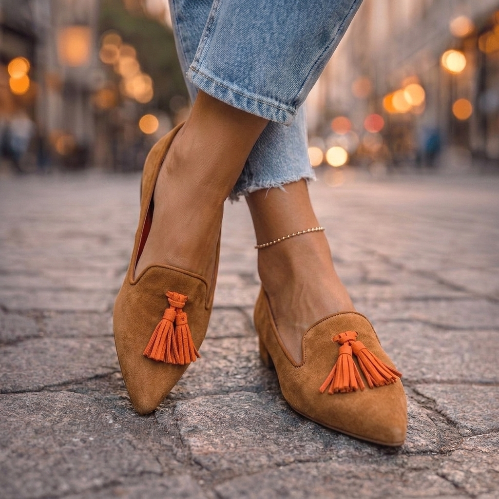 Livia Pointed-Toe Tassel Flats