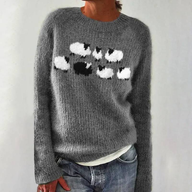 Bianka Sheep Motif Knit Sweater