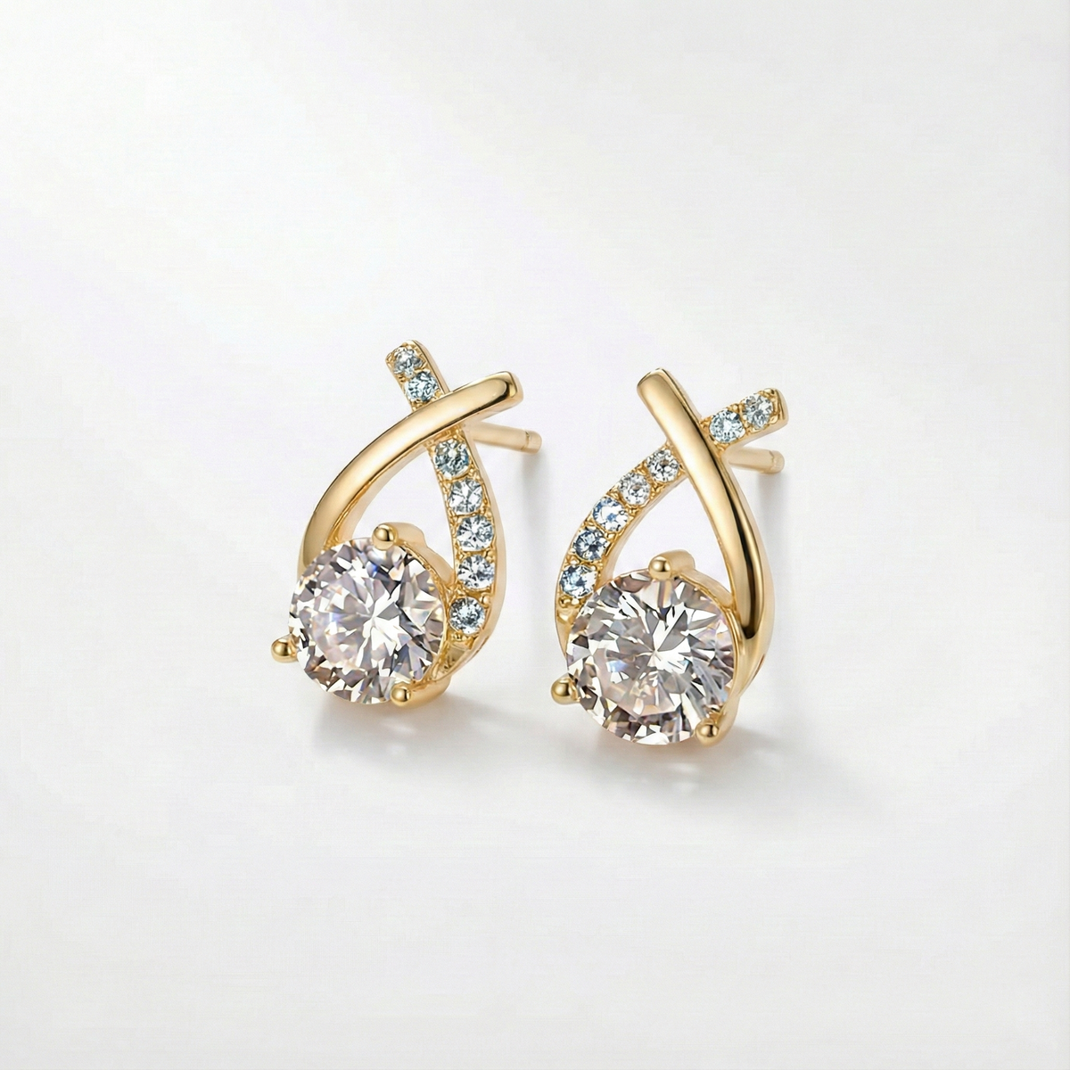 Celeste Sculpted Stone Stud Earrings