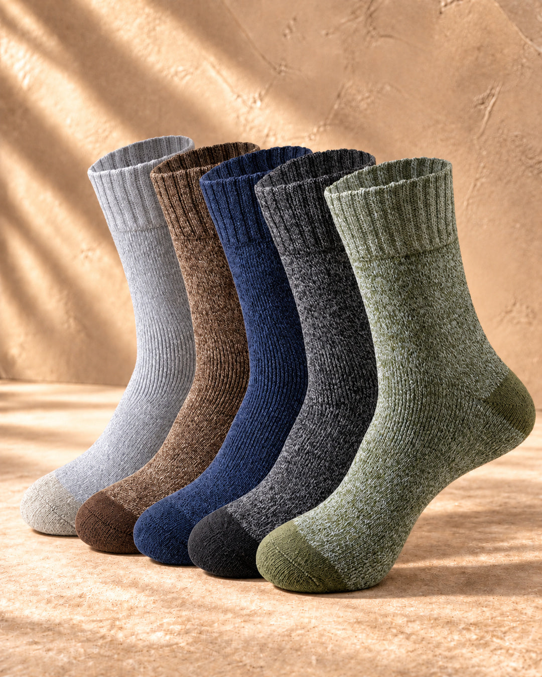 Delphine Merino-Blend Crew Socks 5 Pairs - Mixed Colors