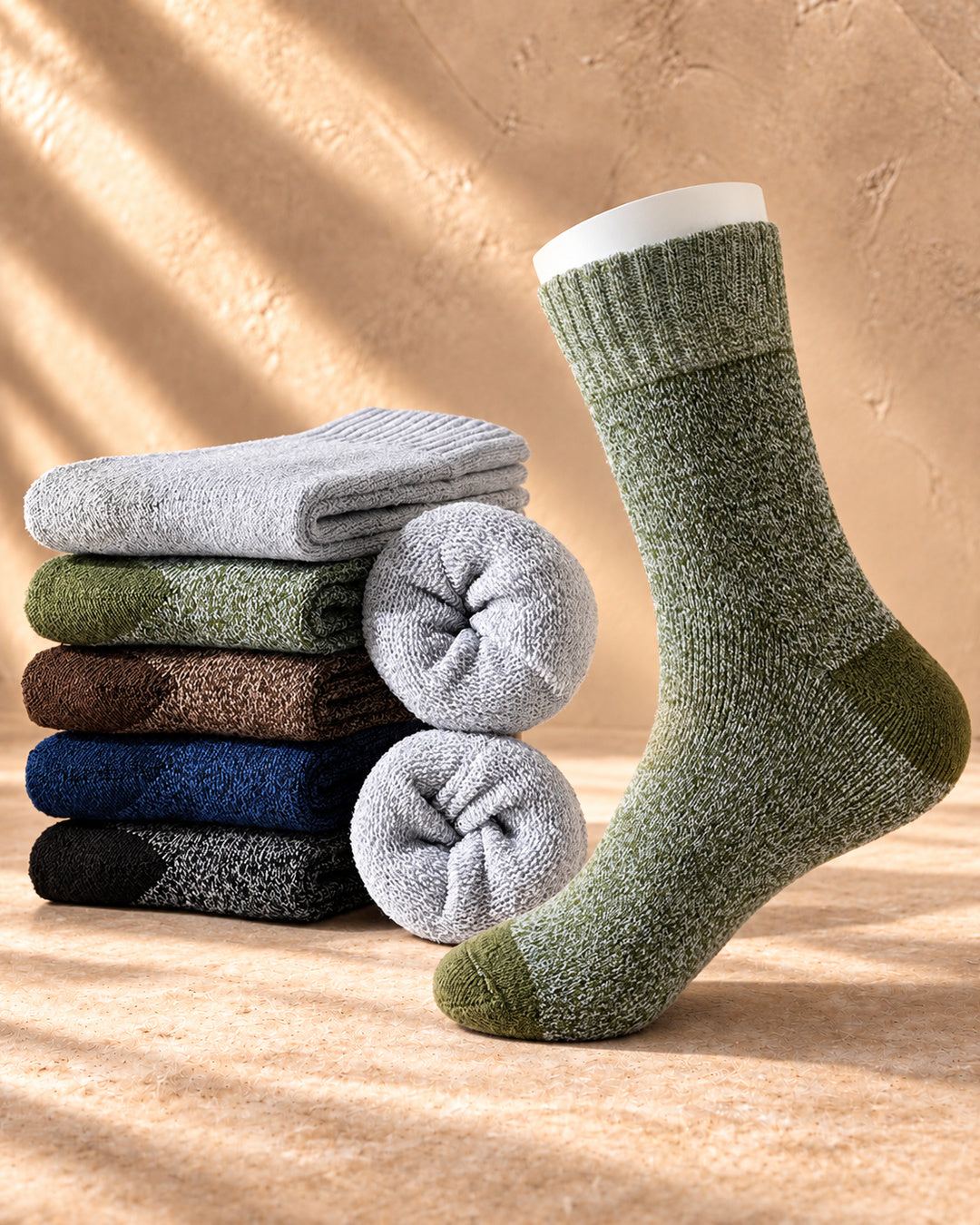 Delphine Merino-Blend Crew Socks 5 Pairs - Mixed Colors - detail