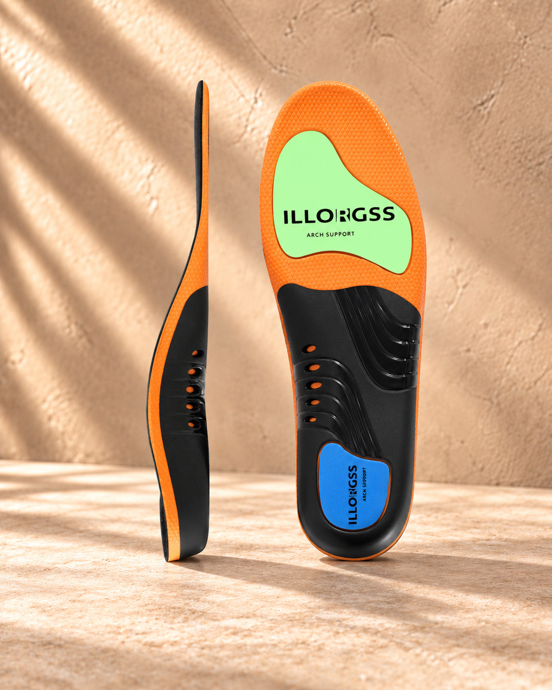 Wren Contoured Arch Support Insoles - Black Top - profile
