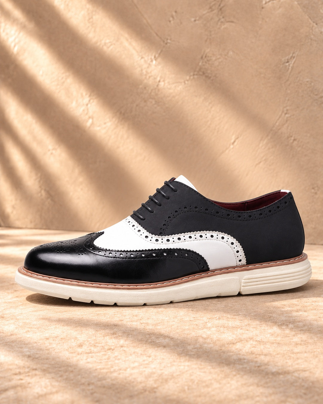 Bellamy Wingtip Brogue Oxford Shoes in Black & White - side view