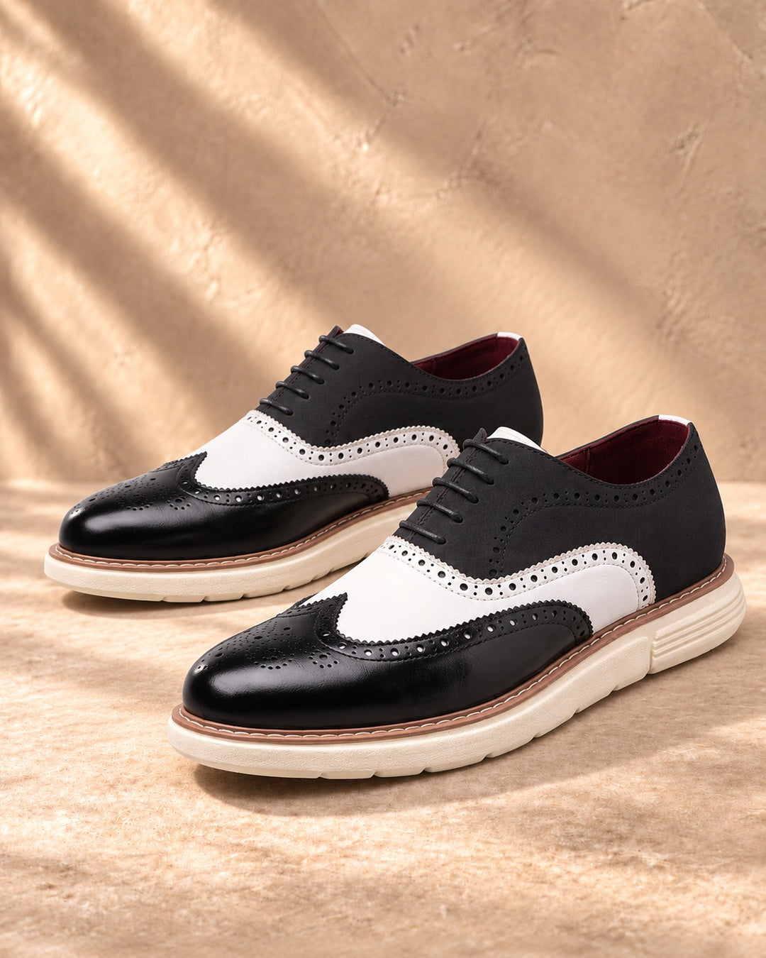 Bellamy Wingtip Brogue Oxford Shoes in Black & White - pair