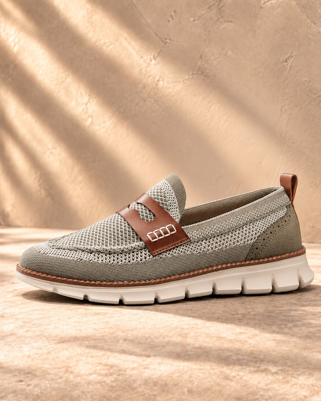 Dario Knit Slip-On Penny Loafers in Olive - side view