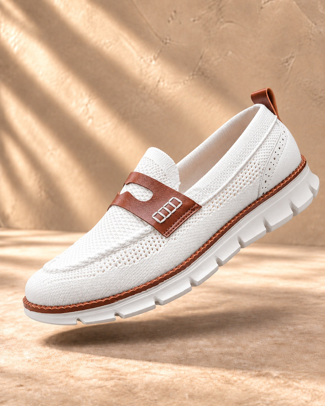 Dario Knit Slip-On Penny Loafers in White - main image