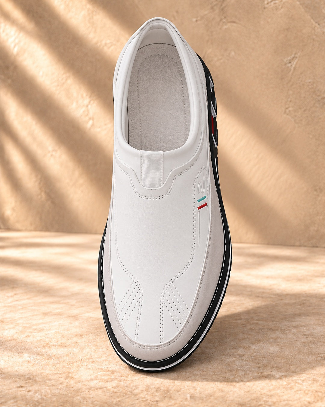 Lorenzo Faux-Leather Hybrid Loafers in Cloud White - top view