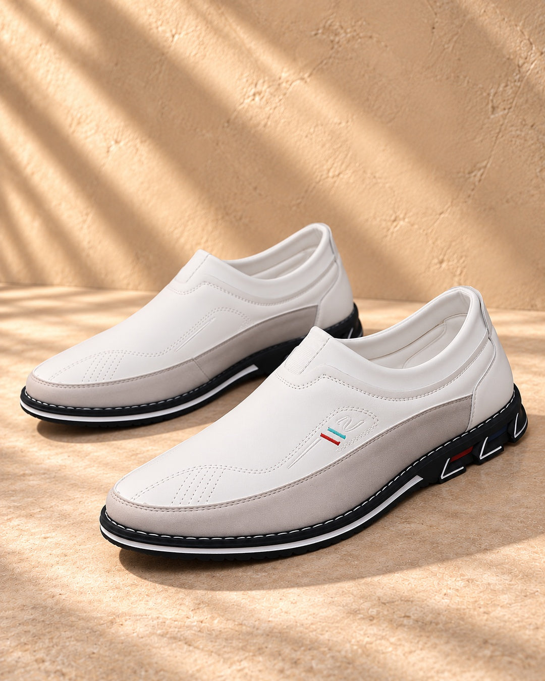 Lorenzo Faux-Leather Hybrid Loafers in Cloud White - pair