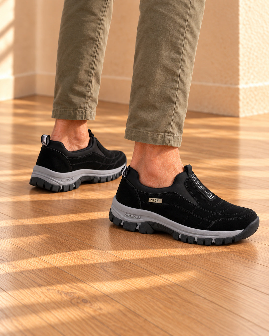 Nordstride TrailEase Orthopedic Walking Shoes – Black – On foot