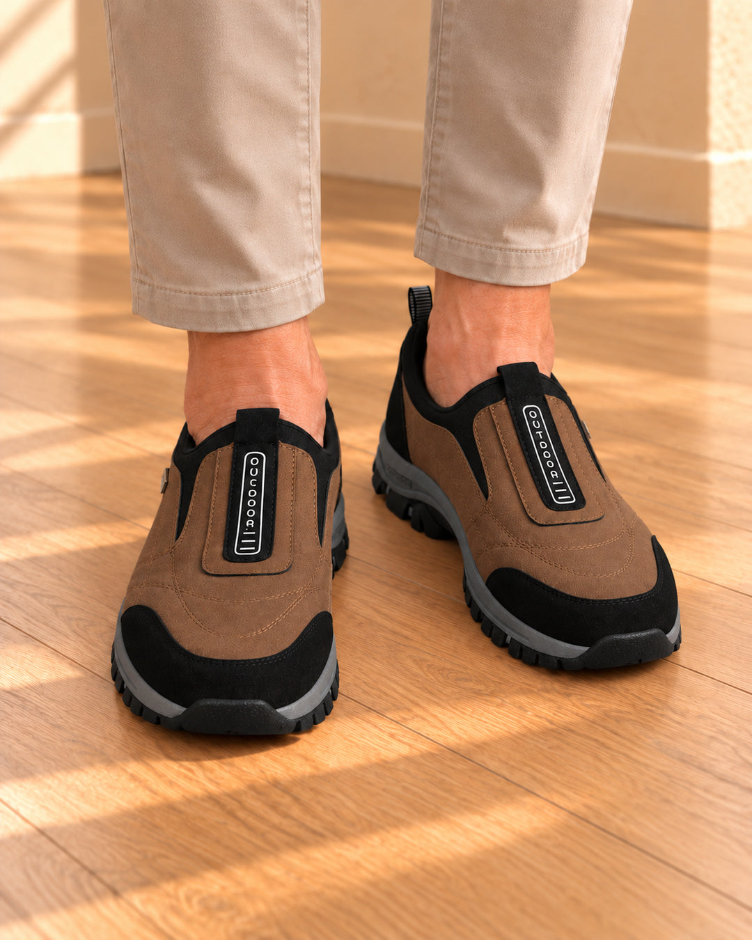 Nordstride TrailEase Orthopedic Walking Shoes – Dark Brown – On foot