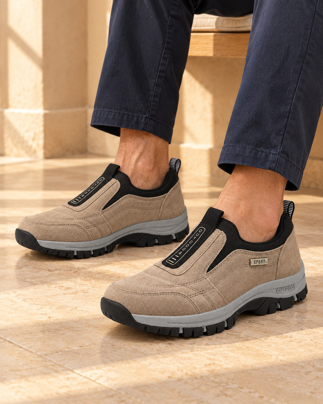 Nordstride TrailEase Orthopedic Walking Shoes – Khaki – On foot