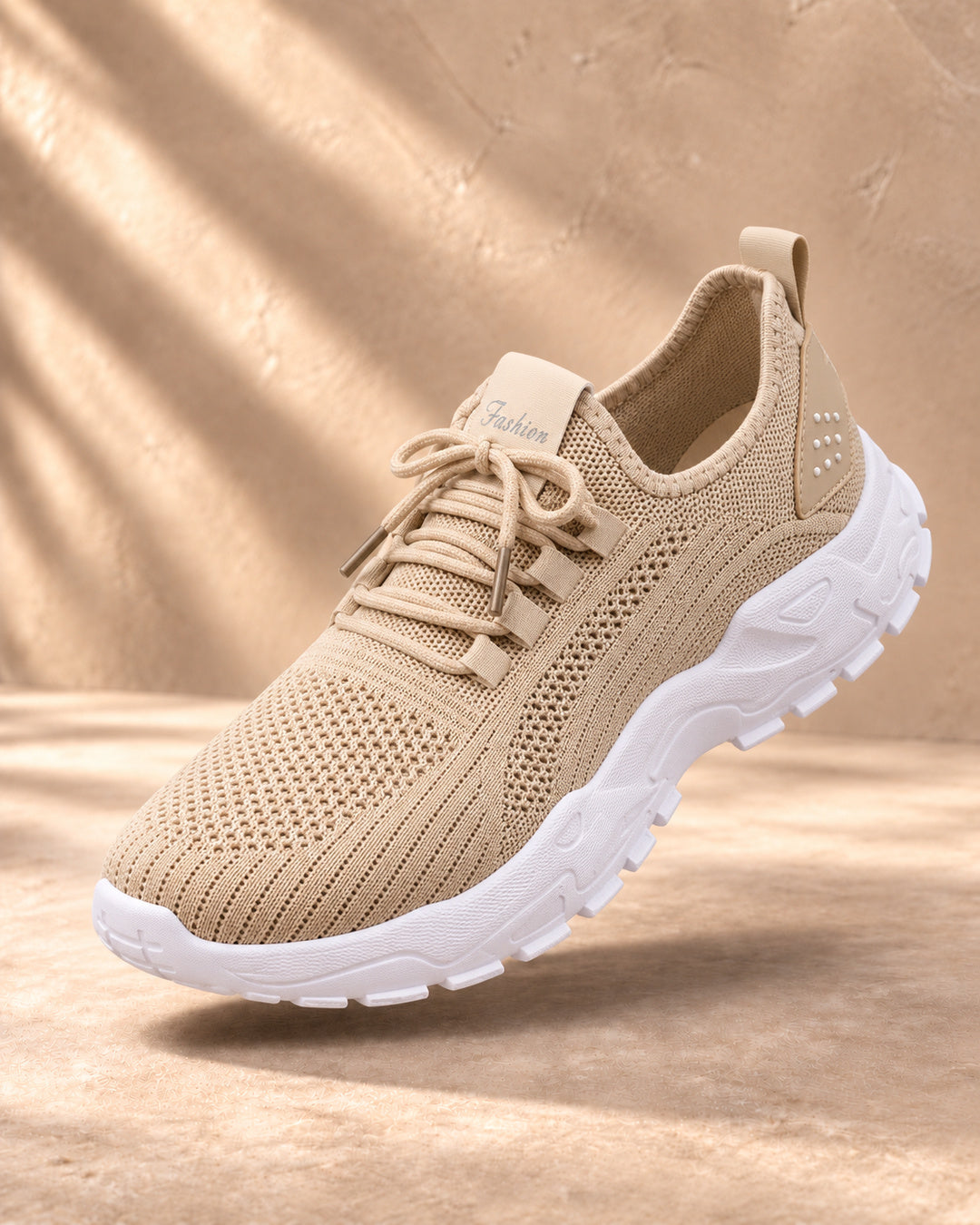 Sophie Knit Lace-Up Sneakers – Khaki – Main view