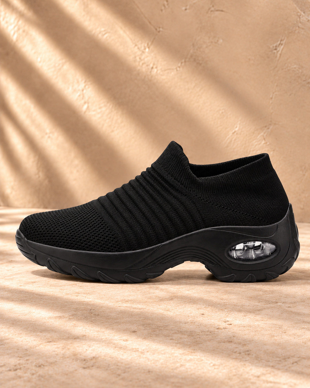 Stride Pro Orthopedic Slip-On Walking Shoes – Black – Side view