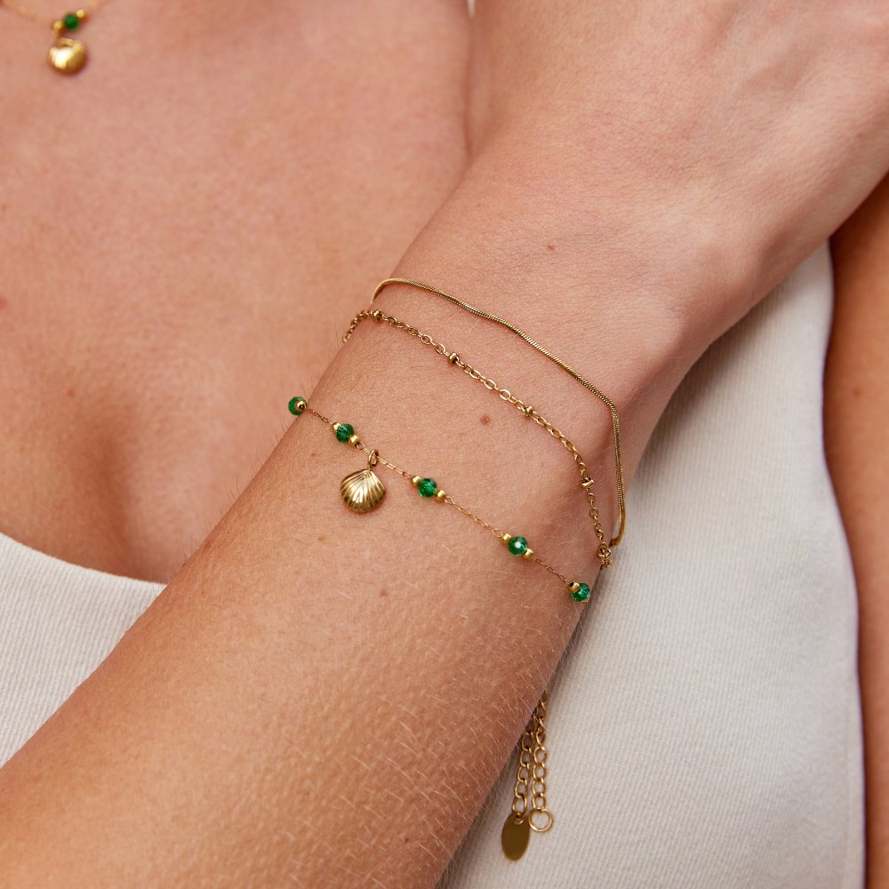 Maris Green Crystal Shell Bracelet
