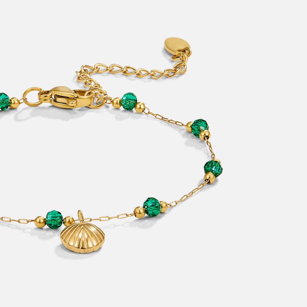 Maris Green Crystal Shell Bracelet
