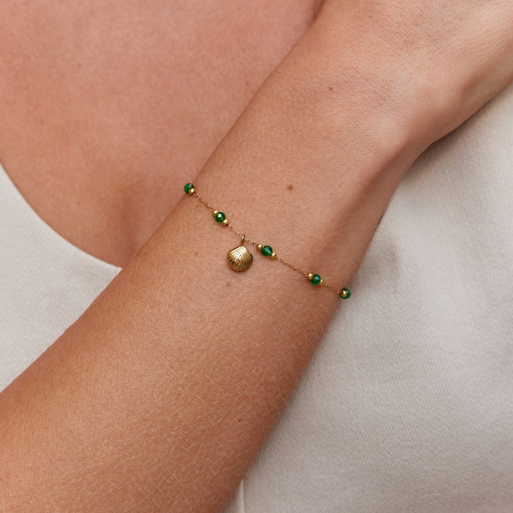 Maris Green Crystal Shell Bracelet