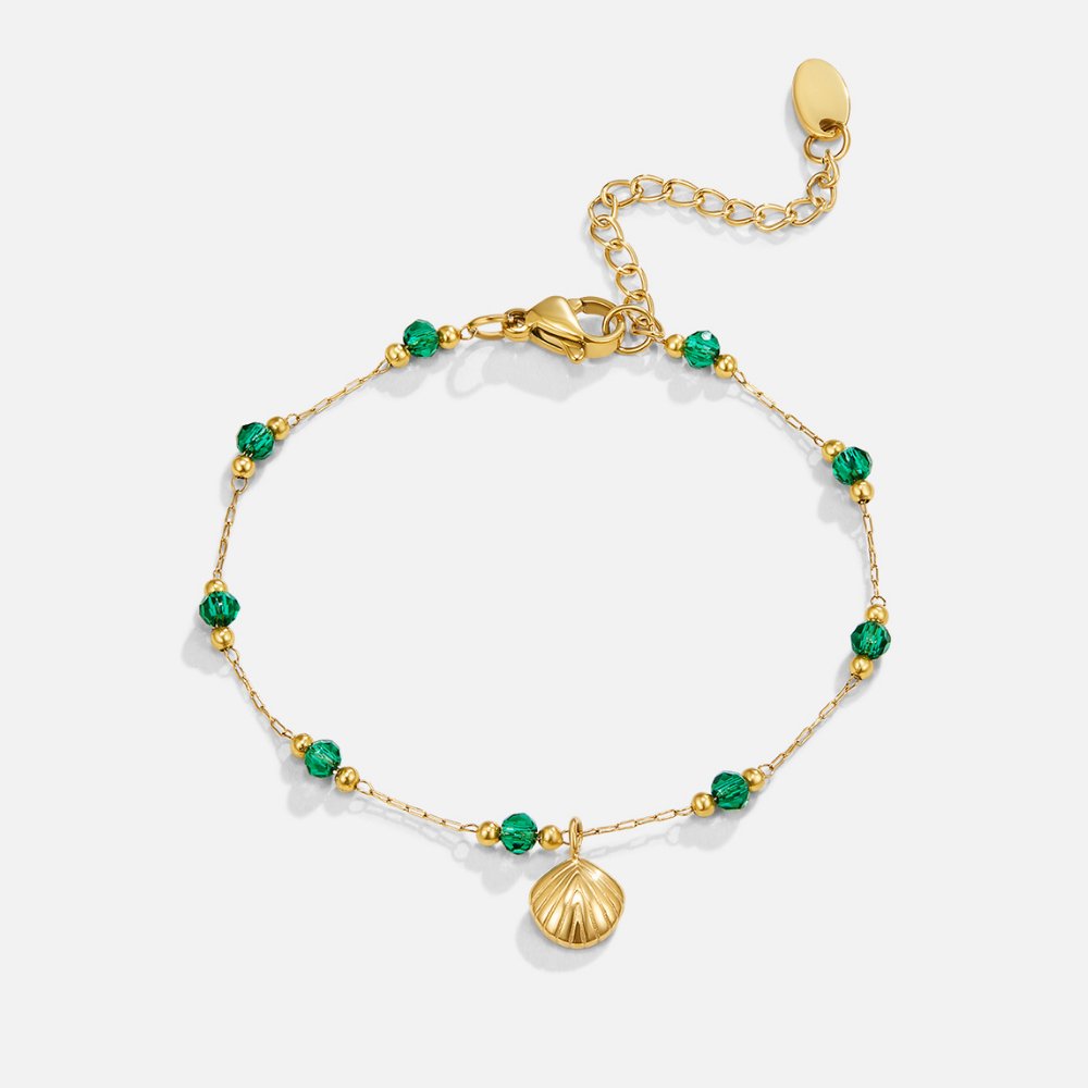 Maris Green Crystal Shell Bracelet