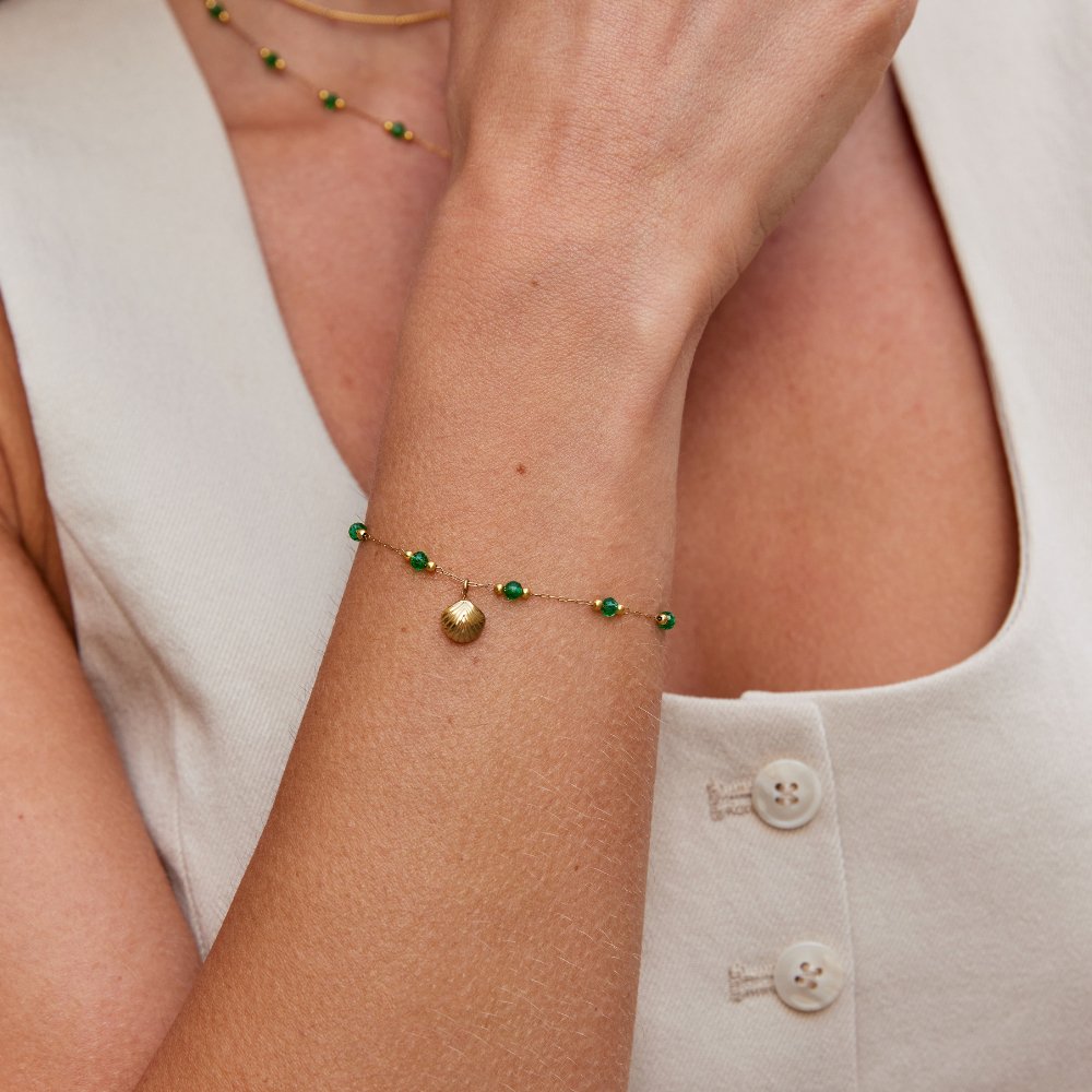 Maris Green Crystal Shell Bracelet