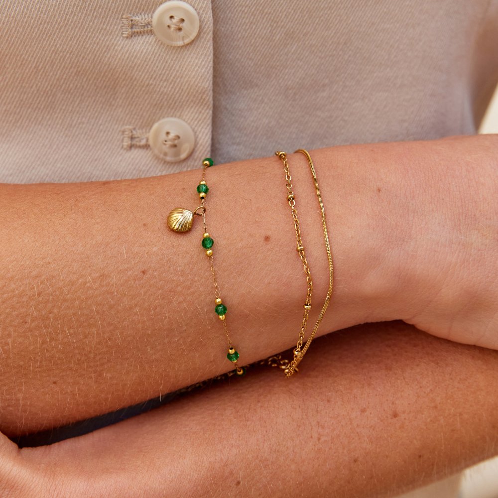 Maris Green Crystal Shell Bracelet