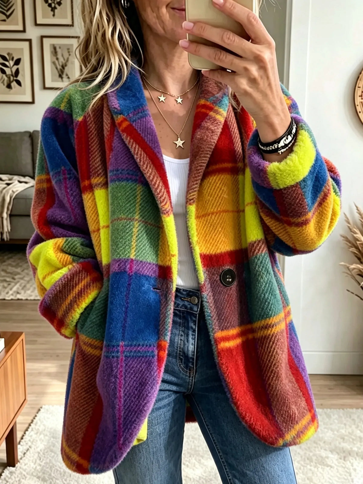 Jenna Multicolor Checkered Jacket