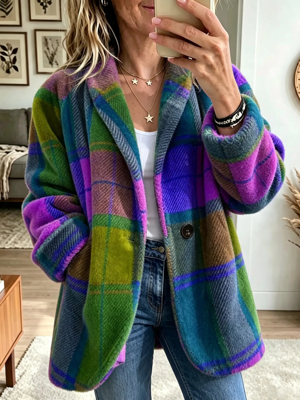 Jenna Multicolor Checkered Jacket