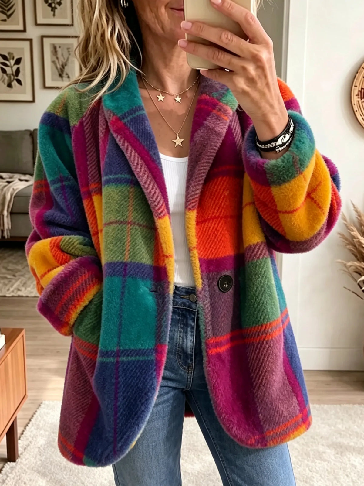 Jenna Multicolor Checkered Jacket