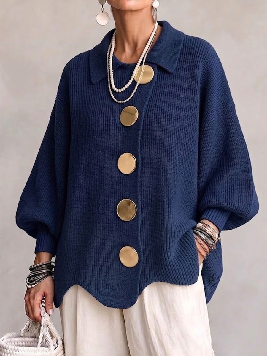Karina Oversized Statement-Button Cardigan