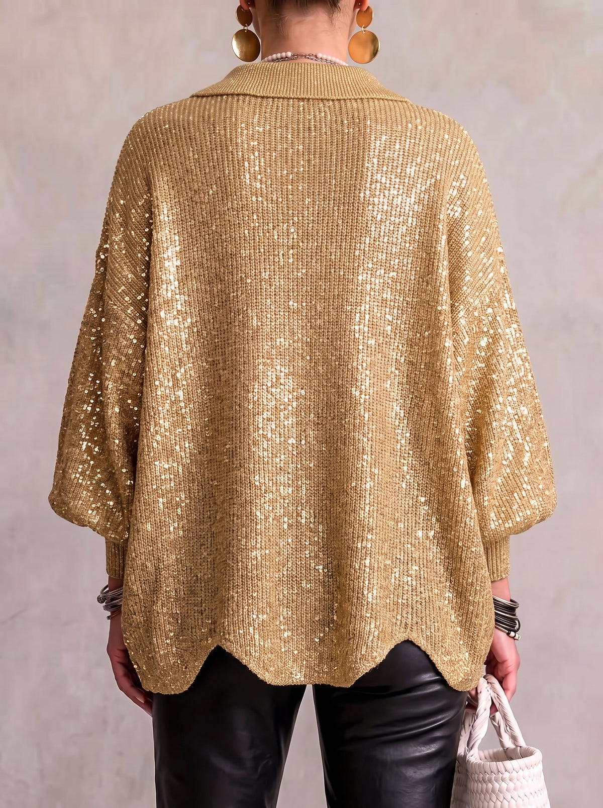 Karina Oversized Statement-Button Cardigan