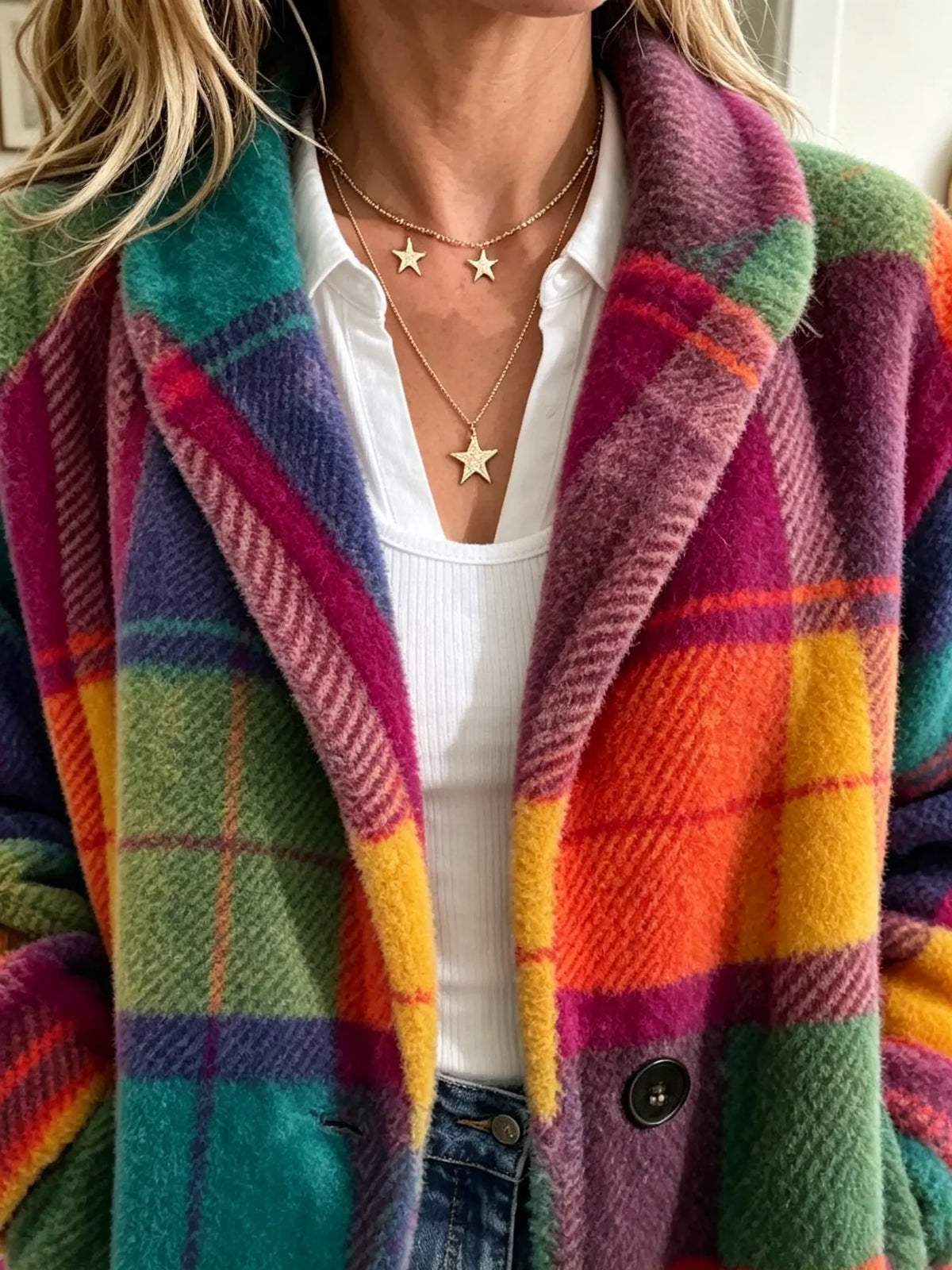 Jenna Multicolor Checkered Jacket