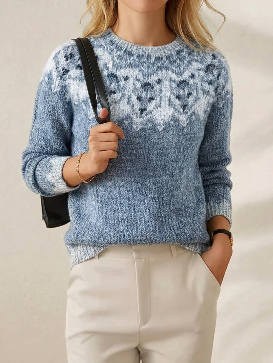 Maren Snowflake-Yoke Cotton Sweater