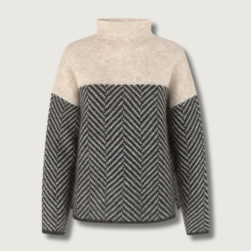 Reese Chevron Mock-Neck Sweater