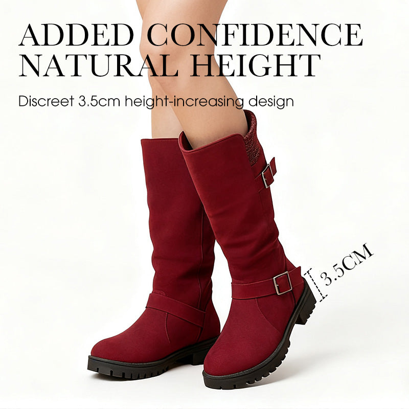 Camille Suede Knit-Cuff Boots