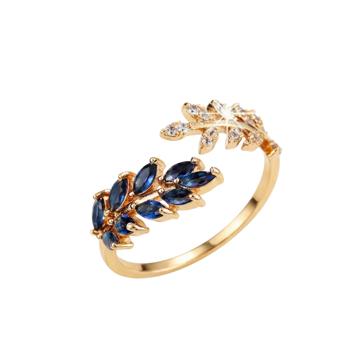 Iris Blue Leaf Open Ring