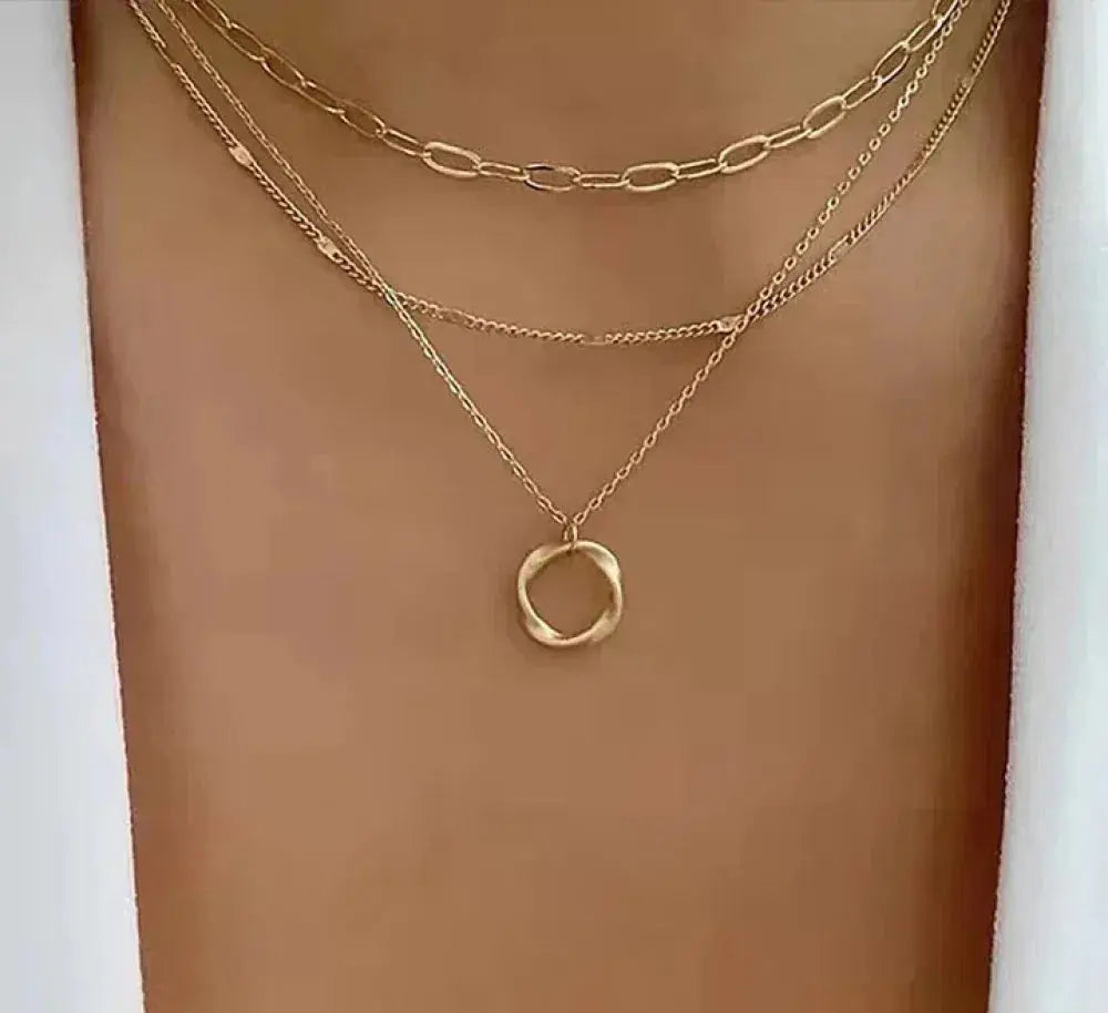 Maya Layered Circle Pendant Necklace